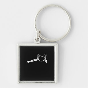 Funny Skeleton Heart Hands Halloween Costume Keychain