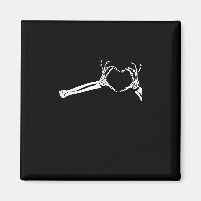 Funny Skeleton Heart Hands Halloween Costume Magnet (Front)