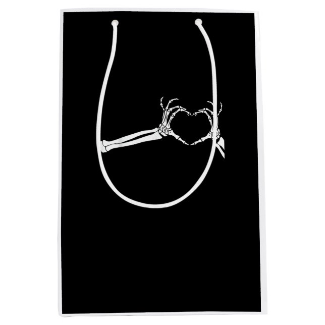 Funny Skeleton Heart Hands Halloween Costume Medium Gift Bag (Front)