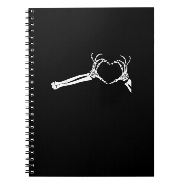 Funny Skeleton Heart Hands Halloween Costume Notebook (Front)