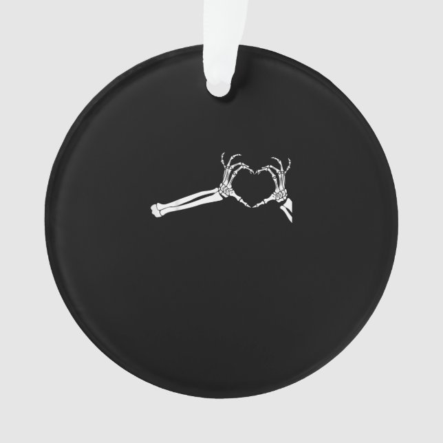 Funny Skeleton Heart Hands Halloween Costume Ornament (Front)