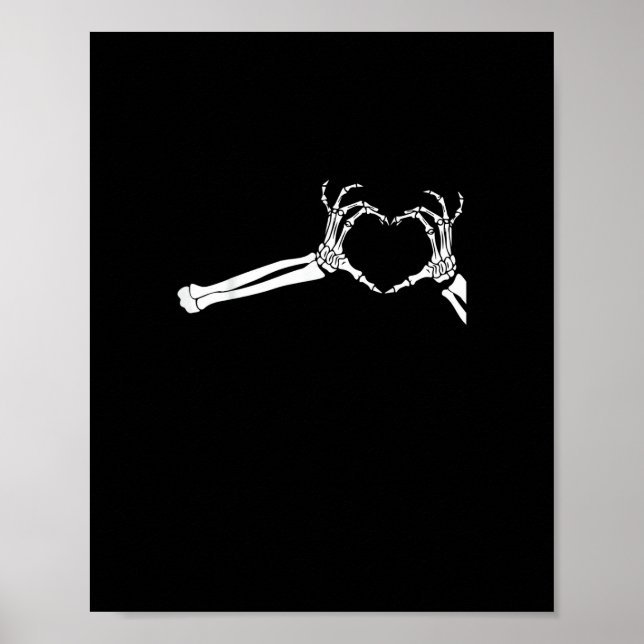 Funny Skeleton Heart Hands Halloween Costume Poster (Front)