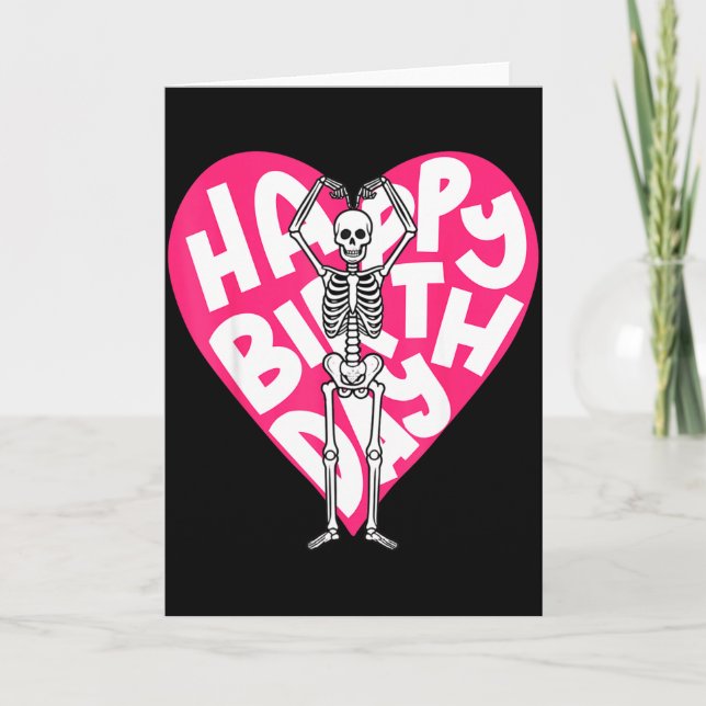 Funny Skeleton Heart Valentine’s Day In Retro Birt Card (Front)