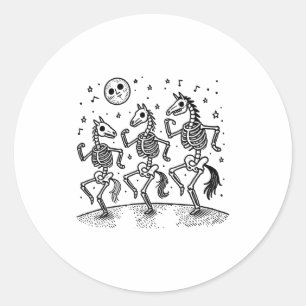 Funny Skeleton Horse Dancing Halloween Horse Lover Classic Round Sticker