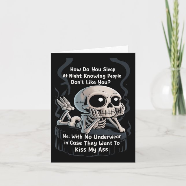 Funny Skeleton How Do You Sleep At Night Underwear Card (Front)