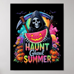 Funny Skeleton Ice Cream Hot Ghoul Summer Summerwe Poster