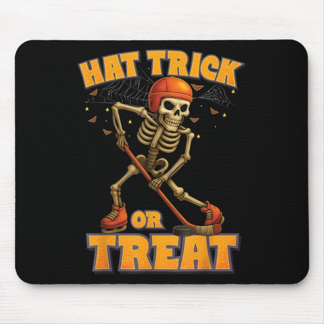 Funny Skeleton Ice Hockey Player Halloween Costume Mouse Pad (Front)