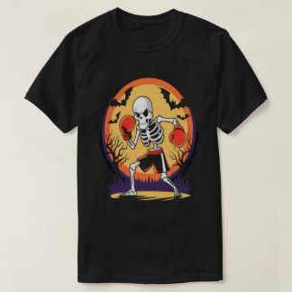Funny Skeleton in Boxing Gloves-Spooky Halloween T-Shirt