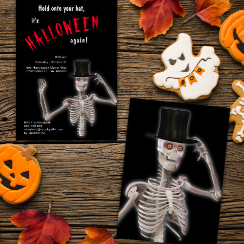 Funny Skeleton in Top Hat Halloween
