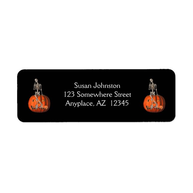 Funny Skeleton Jack O Lantern Halloween Address Label (Front)