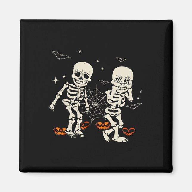 Funny Skeleton Kids Griddy-dance Halloween Trick O Magnet (Front)