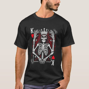 Funny Skeleton King Of Hearts Halloween Playing Ca T-Shirt