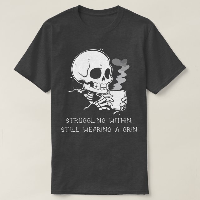Funny Skeleton Lazy Costume Goth Men Women Funny H T-Shirt (Design Front)