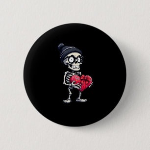 Funny Skeleton Men Women Skeleton Heart Valentines Button