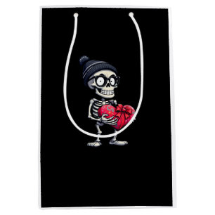 Funny Skeleton Men Women Skeleton Heart Valentines Medium Gift Bag