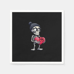 Funny Skeleton Men Women Skeleton Heart Valentines Napkins