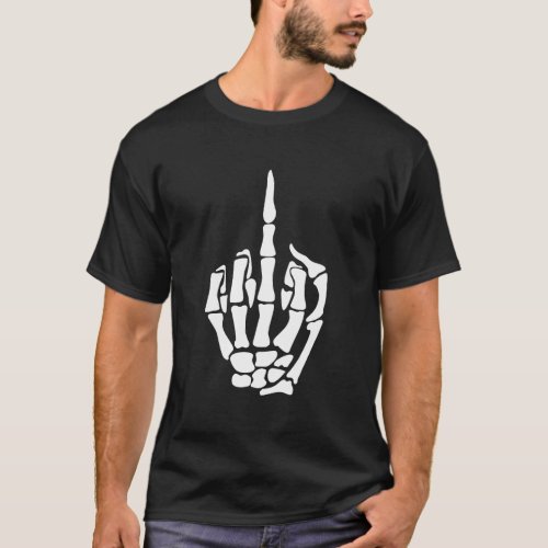 Funny Skeleton Middle Finger T_Shirt