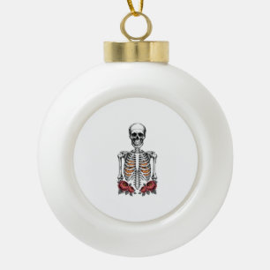 Funny Skeleton Pumpkin Fall Ceramic Ball Christmas Ornament