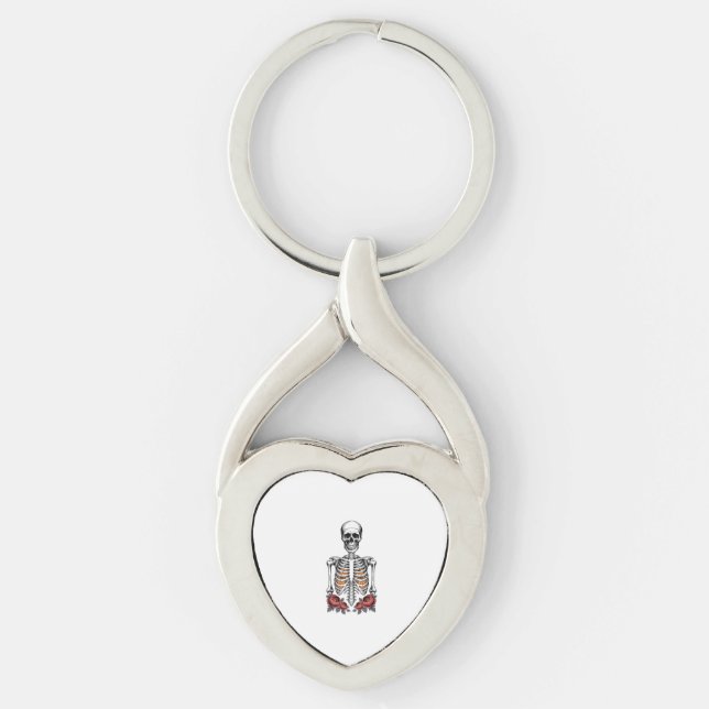 Funny Skeleton Pumpkin Fall Keychain (Front)