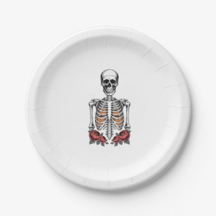 Funny Skeleton Pumpkin Fall Paper Plates