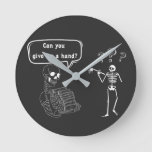 Funny Skeleton Pun Can You Give Me a Hand Round Clock