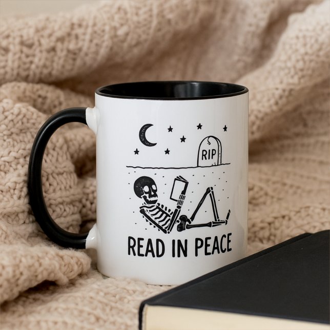 Funny Skeleton Read in Peace for Avid Book Readers Mug (Creator Uploaded)