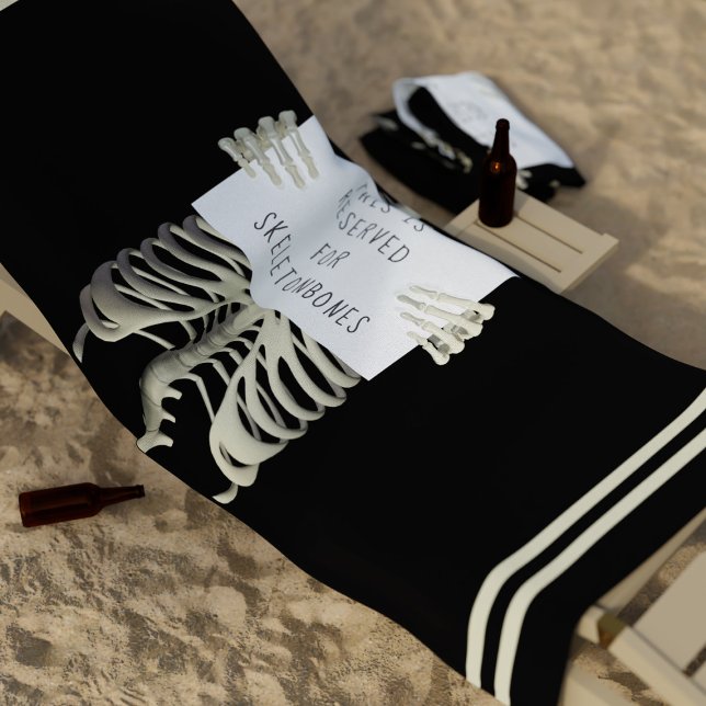 Funny Skeleton Reserved Sign Spooky Beach Towel (Creator Uploaded)