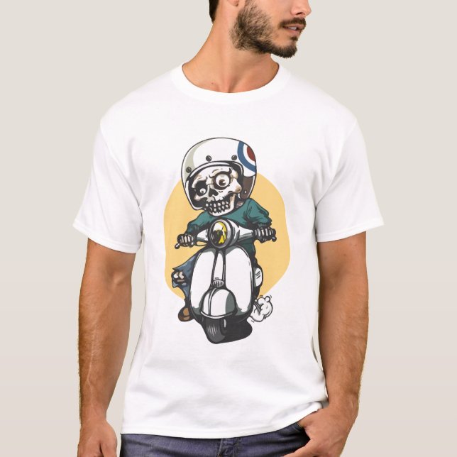 Funny Skeleton Riding Bike T-Shirt (Front)