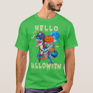 Funny Skeleton Riding Mommy Dinosaur T re Pumpkin T-Shirt