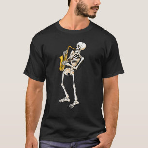 Funny Skeleton Saxophone Cute Halloween Costume K T-Shirt