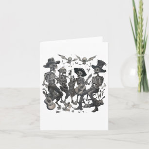 Funny Skeleton Skull Dancing Singing Rock Music Ba Card