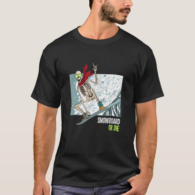 funny skeleton snowboard T-Shirt (Front)