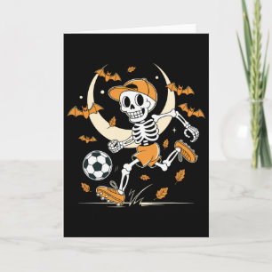 Funny Skeleton Soccer Men Boys Kids Halloween Cost Card