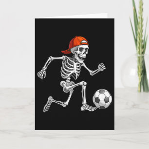 Funny Skeleton Soccer Men Boys Kids Halloween Cost Card