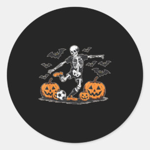 Funny Skeleton Soccer Men Boys Kids Halloween Cost Classic Round Sticker
