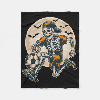 Funny Skeleton Soccer Men Boys Kids Halloween Cost Fleece Blanket