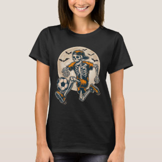 Funny Skeleton Soccer Men Boys Kids Halloween Cost T-Shirt