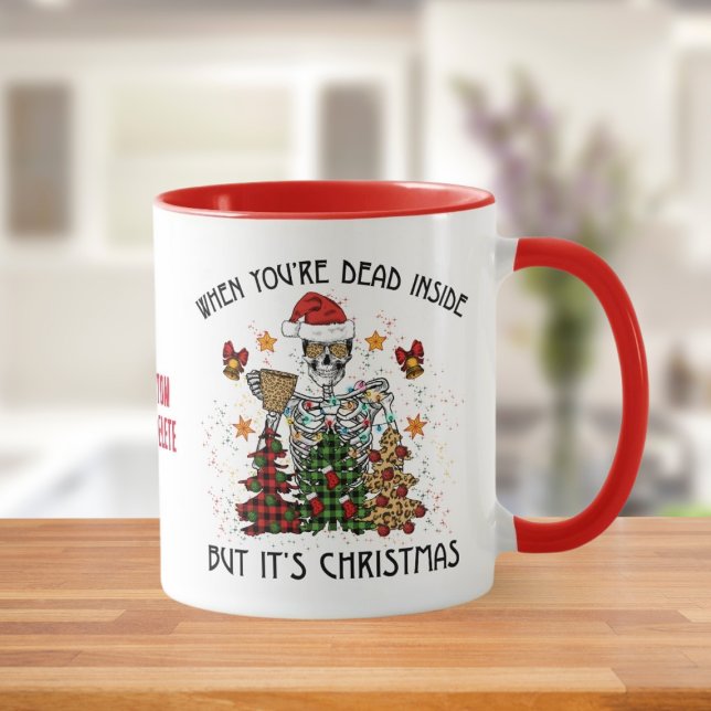 Funny Skeleton Spooky Vibes Skull Head Christmas Mug (Creator Uploaded)