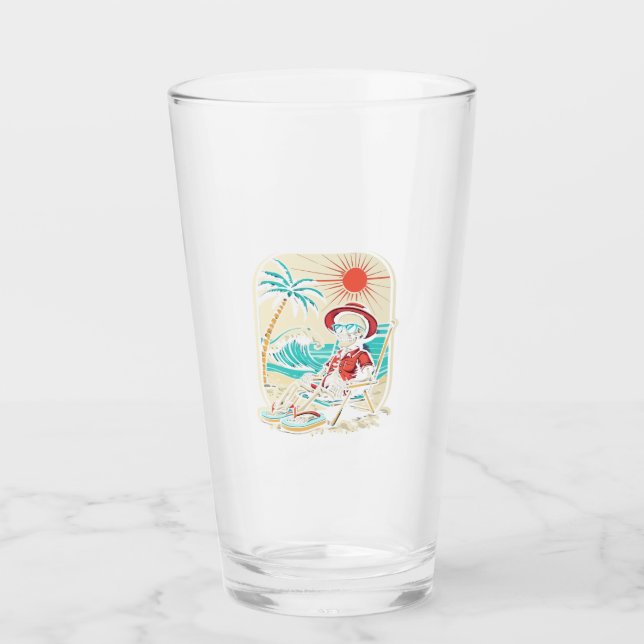 Funny Skeleton Summer Glass (Front)