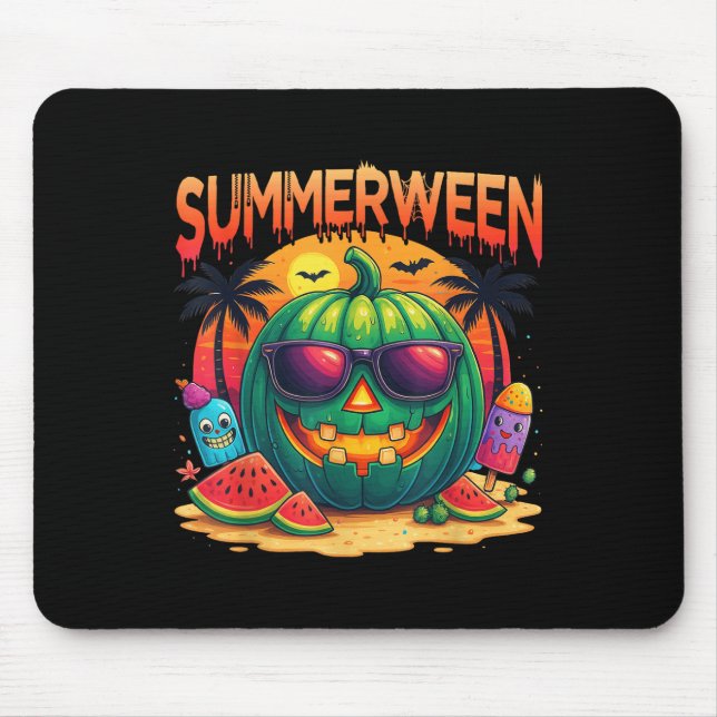 Funny Skeleton Summer Summerween Watermelon Jack-o Mouse Pad (Front)