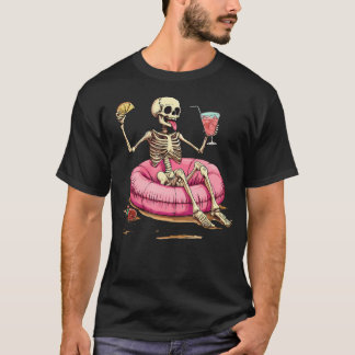 Funny Skeleton Summer Tropical Drink Skeleton T-Shirt