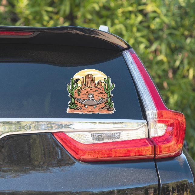 Funny Skeleton Taking Time To Chill In The Desert Sticker (Car Side)