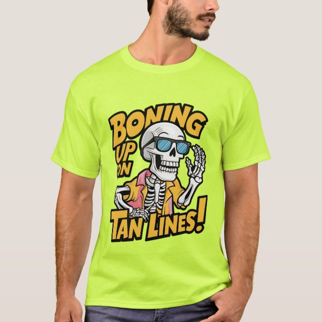 Funny skeleton tan lines beach word art  T-Shirt (Front)