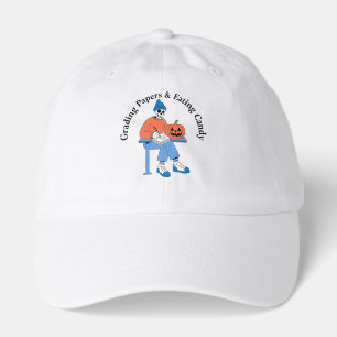 Funny Skeleton Teacher Grading Papers Halloween Hat