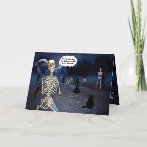 Funny Skeleton Tells a Joke Halloween Card