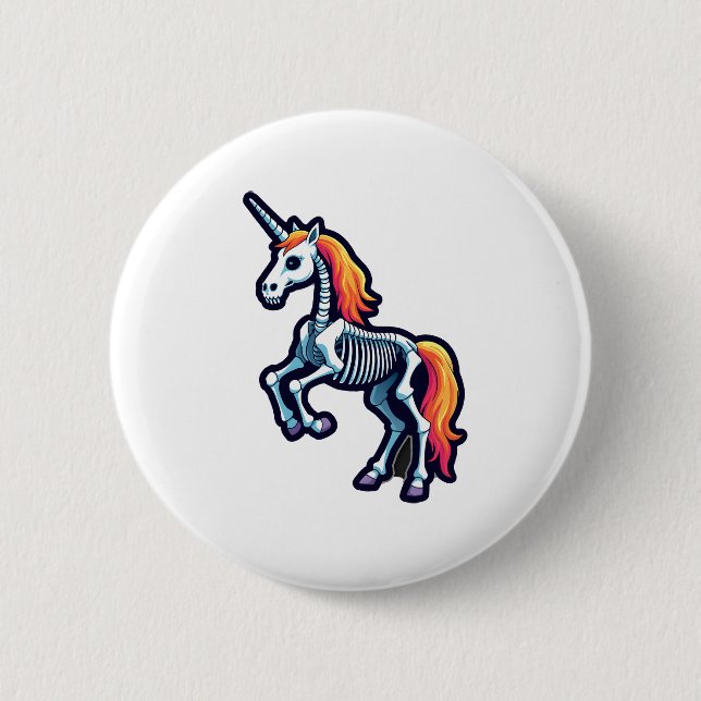 Funny Skeleton Unicorn Lovers Spooky Halloween Cos Button (Front)