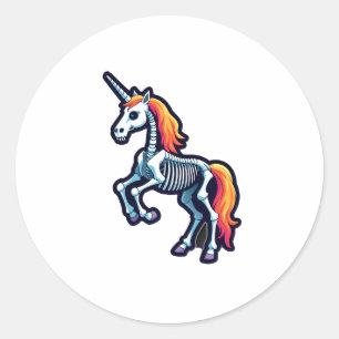 Funny Skeleton Unicorn Lovers Spooky Halloween Cos Classic Round Sticker