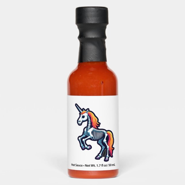 Funny Skeleton Unicorn Lovers Spooky Halloween Cos Hot Sauces (Front)