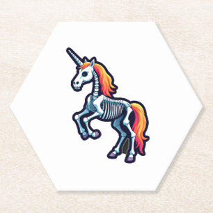Funny Skeleton Unicorn Lovers Spooky Halloween Cos Paper Coaster