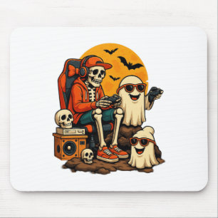 Funny Skeleton Video Game Halloween Gaming Gamer B Mouse Pad